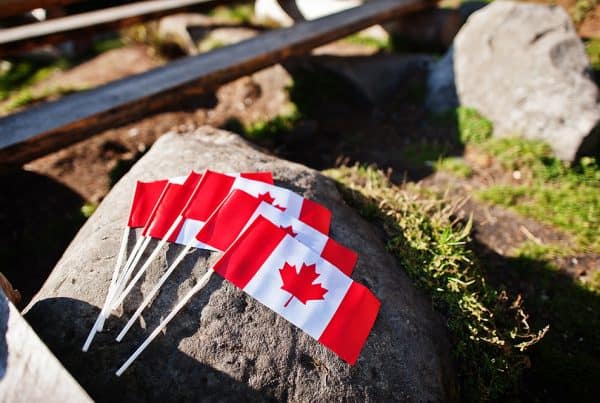 Canadian Flags On Stone Outdoor Canada Image 600x403