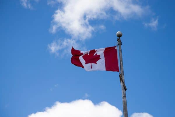 Canadian National Flag Against Image 600x403